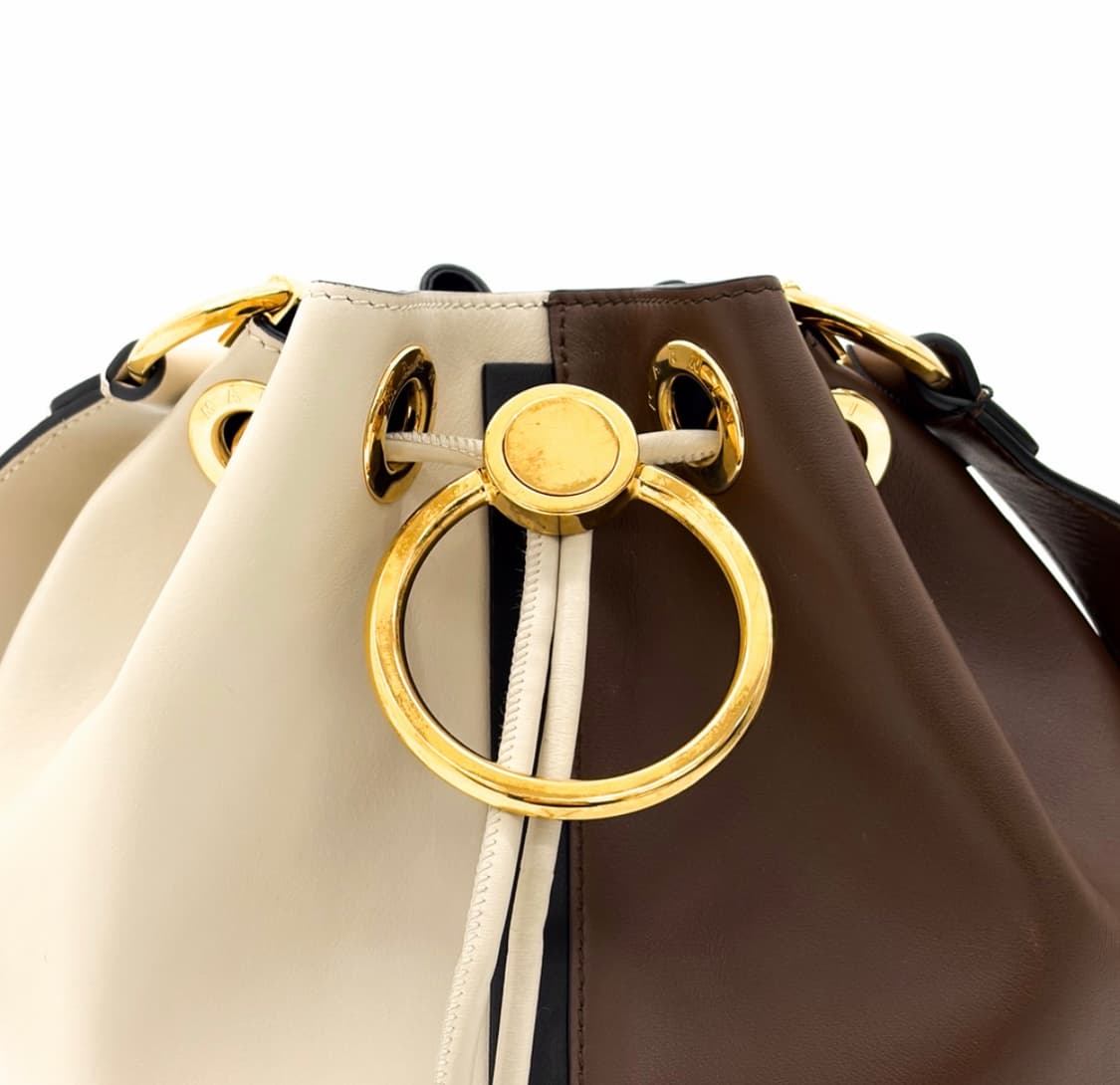 [OS] 마르니 이어링 컬러블록 투톤 레더 버킷백 숄더백 브라운 베이지 상품이미지8