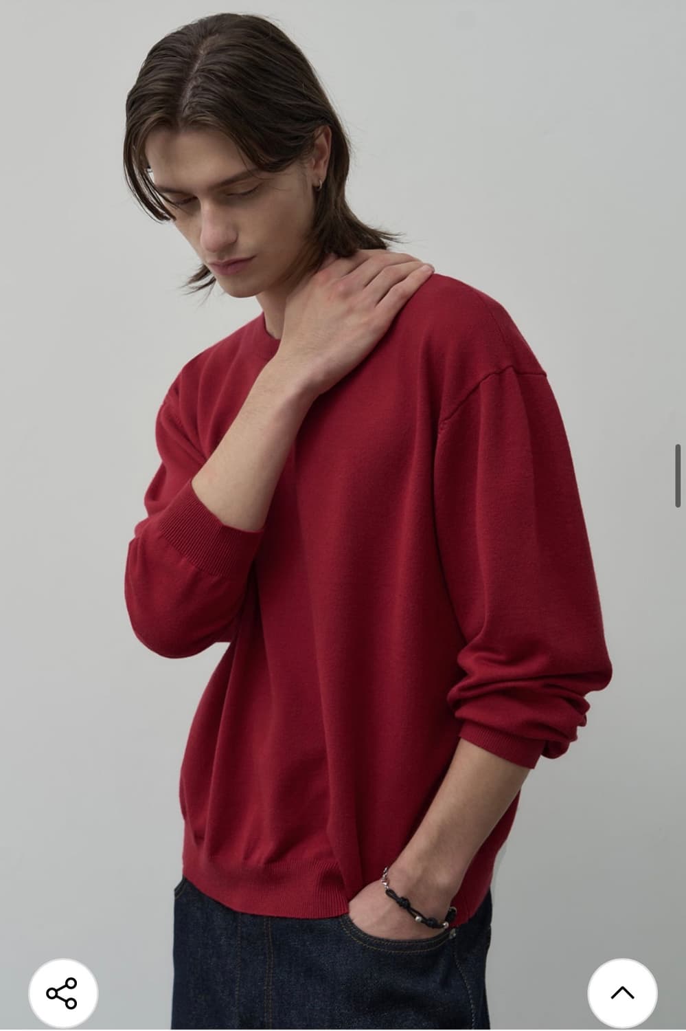 (L) 알리스 클라우드 터치 라운드 크롭 니트 [RED] 판매 상품이미지6