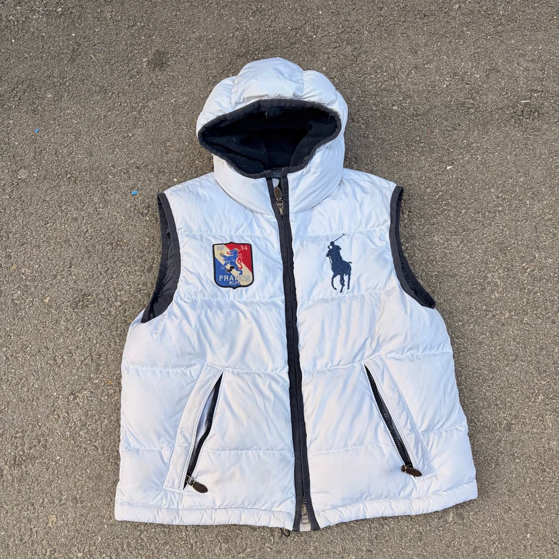 폴로 랄프로렌 화이트 프랑스 빅포니 패딩 조끼 베스트 XL 상품이미지1