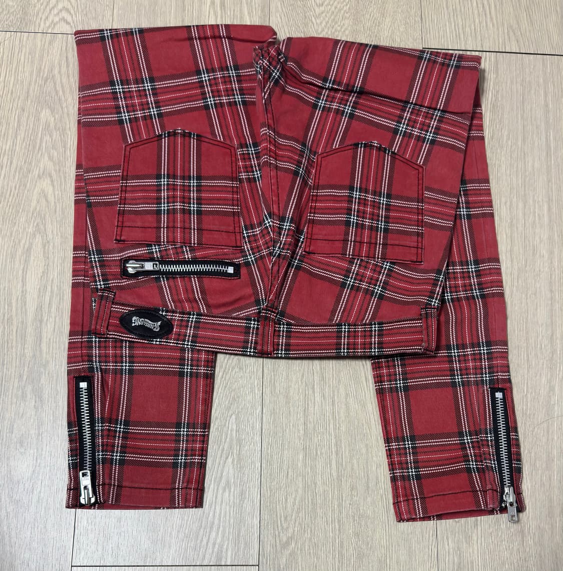 00s 일본 RNA 펑크 본디지 스키니 타탄 체크 팬츠 M사이즈 상품이미지5