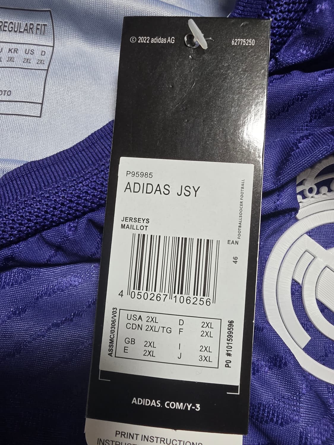 레알마드리드 y3 어센틱 2xl 유니폼 상품이미지4