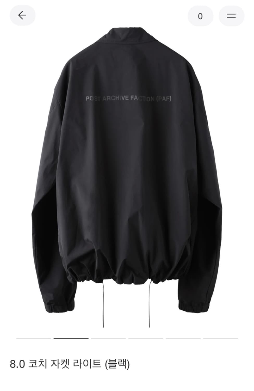 포스트아카이브팩션 paf 8.0 코치 자켓 라이트 (블랙) 상품이미지2