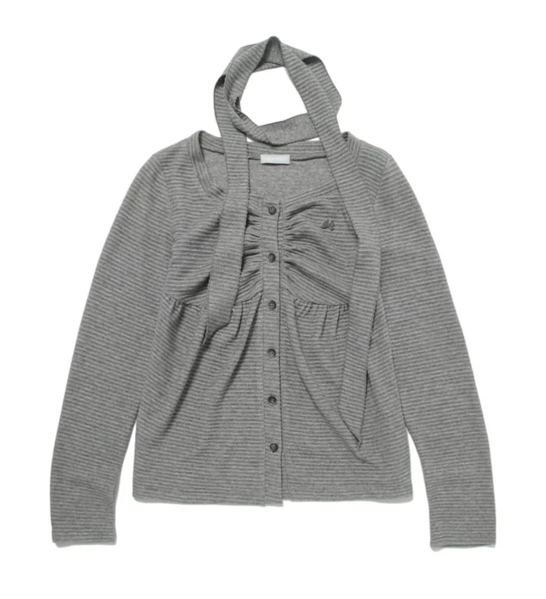 허그유어스킨 니트 베이비돌 가디건 챠콜 상품이미지1