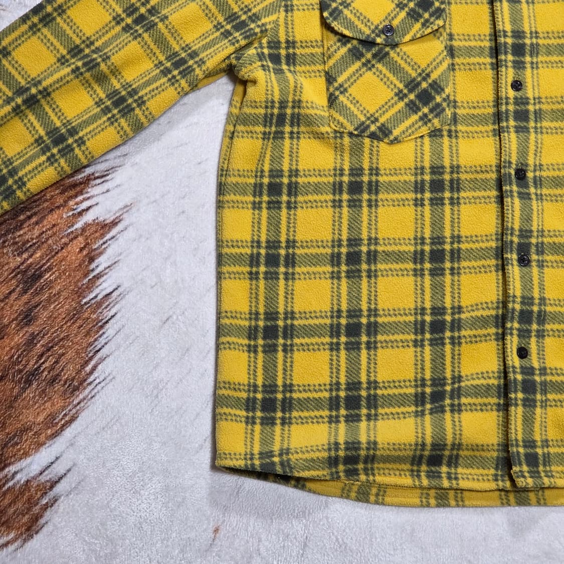 디자인 유나이티드 옐로우 체크 후리스 셔츠 상품이미지3