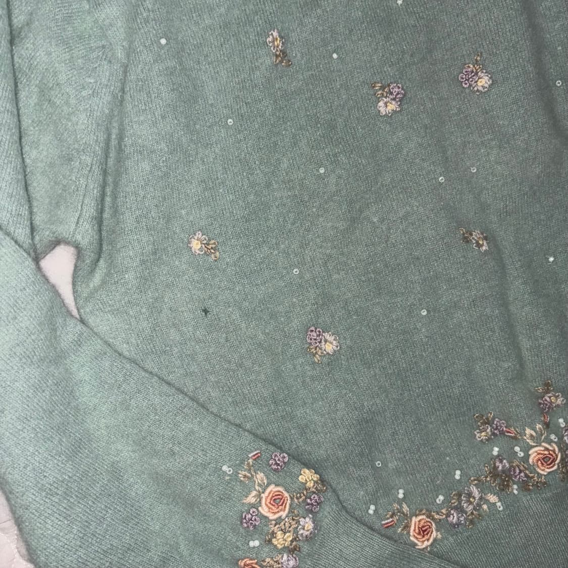 일본 빈티지 모리걸 페어리 자수 진주 니트 상품이미지2