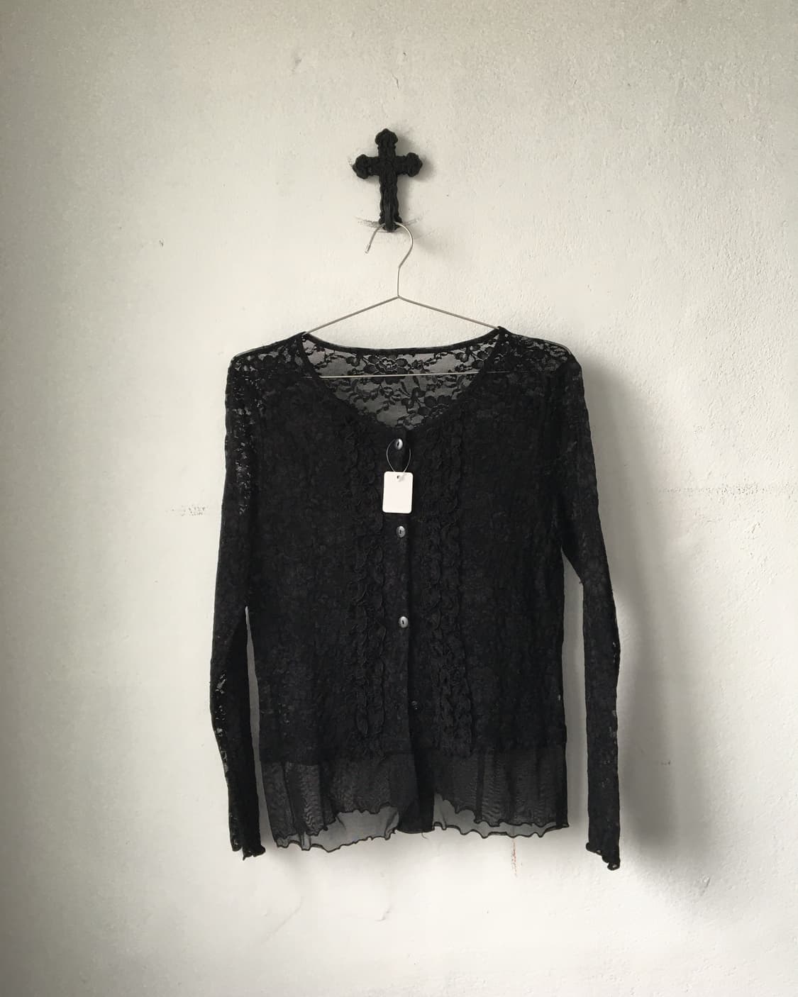 Frill point flower pattern lace cardigan 상품이미지2