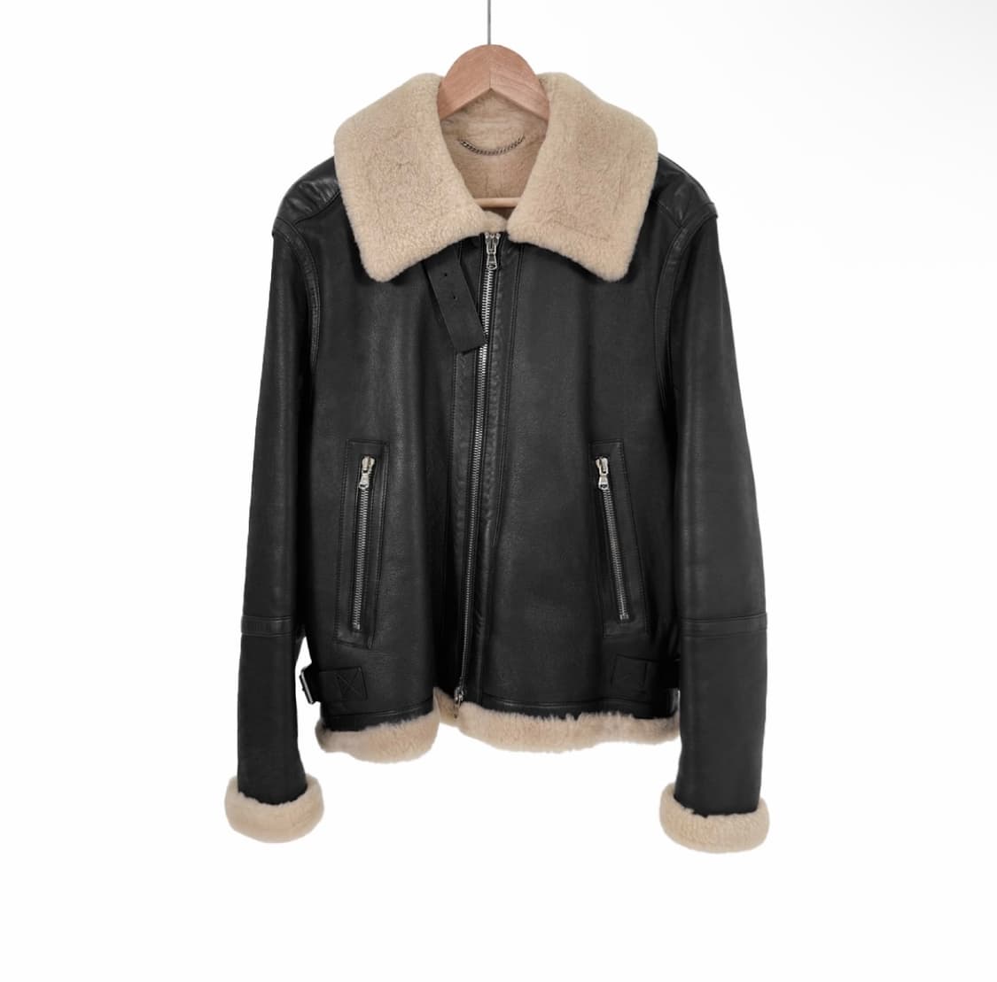 [46] 솔리드옴므 남성 램스킨 레더 양털 시어링 무스탕 자켓 블랙 상품이미지2