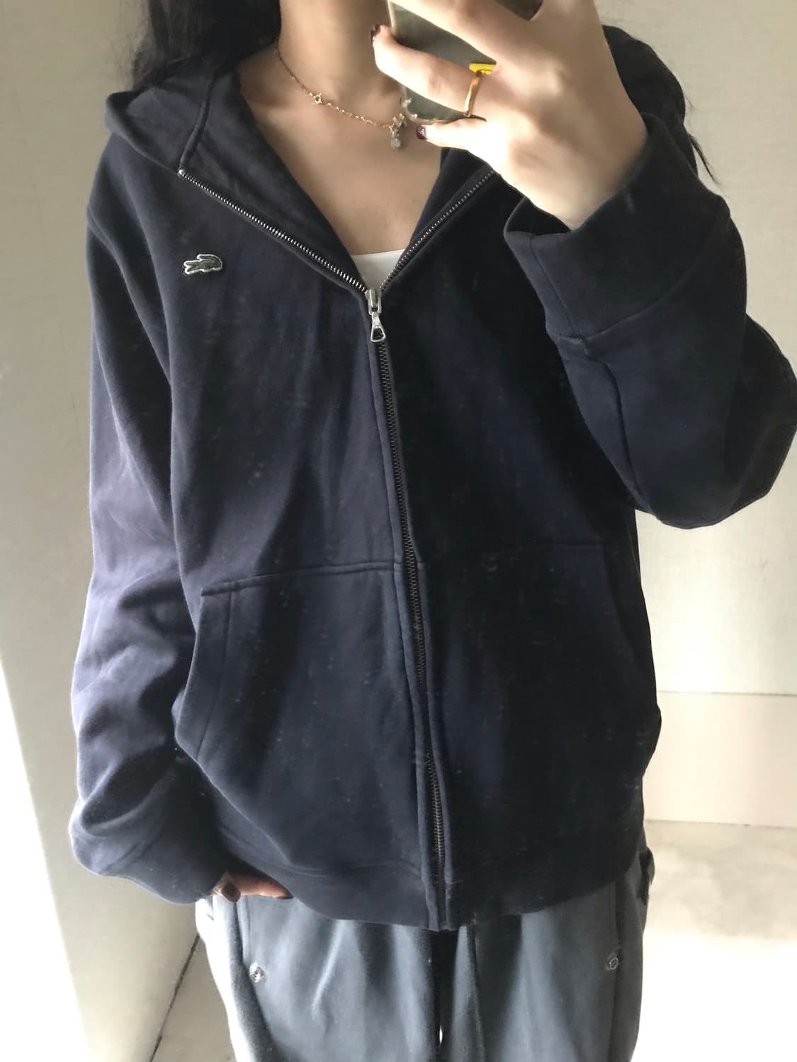 라코스테 블랙 후드집업 상품이미지2