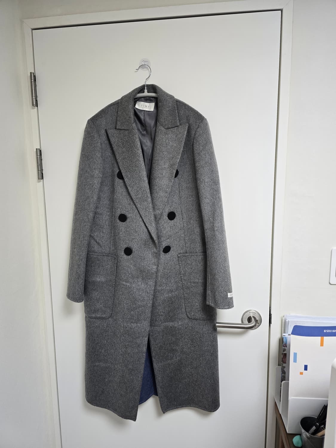 TIME 타임 지블링 캐시미어 100프로 더블 롱 코트 상품이미지1