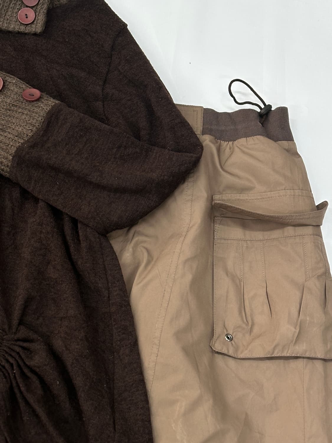 🤎초코 브라우니 맛 히피 셋업 🤎브라운 라떼갸루 니트 셔링 롱스커트  상품이미지4