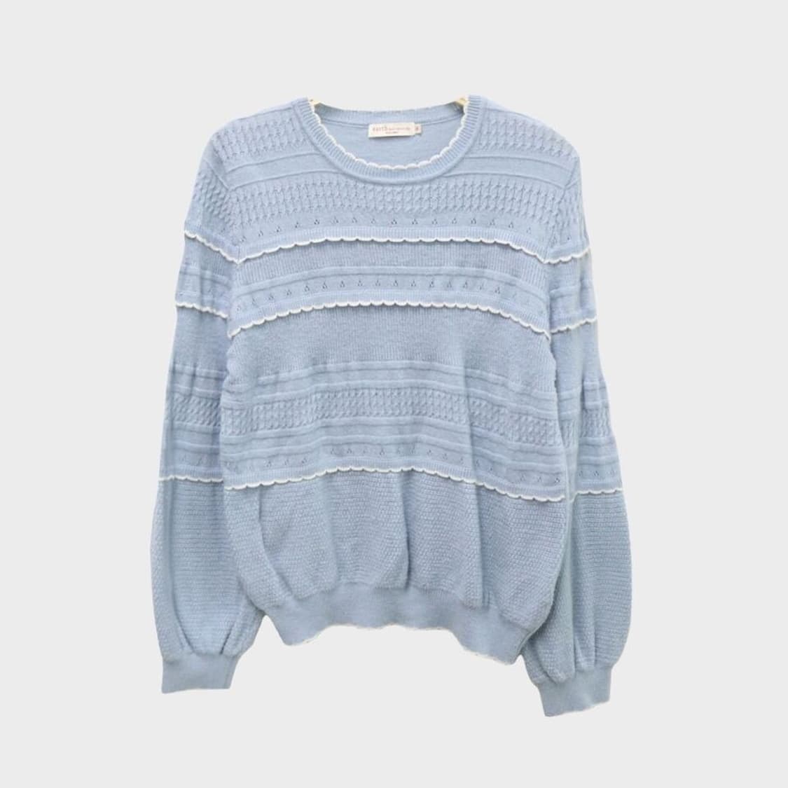 빈티지 레이스 하늘색 미즈이로 니트 히메갸루 모리걸 earth music 상품이미지1