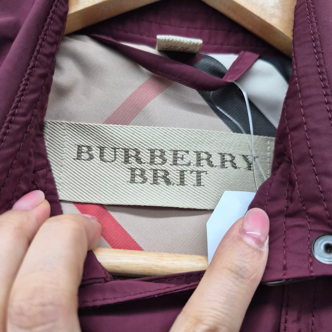 버버리 와인색 트렌치 숏코트 여성 S 상품이미지7