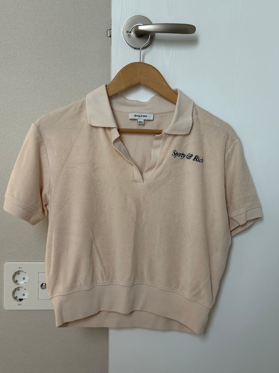 스포티앤리치 엠브로이더드 폴로 테리셔츠 크림컬러 M 미듐 상품이미지4