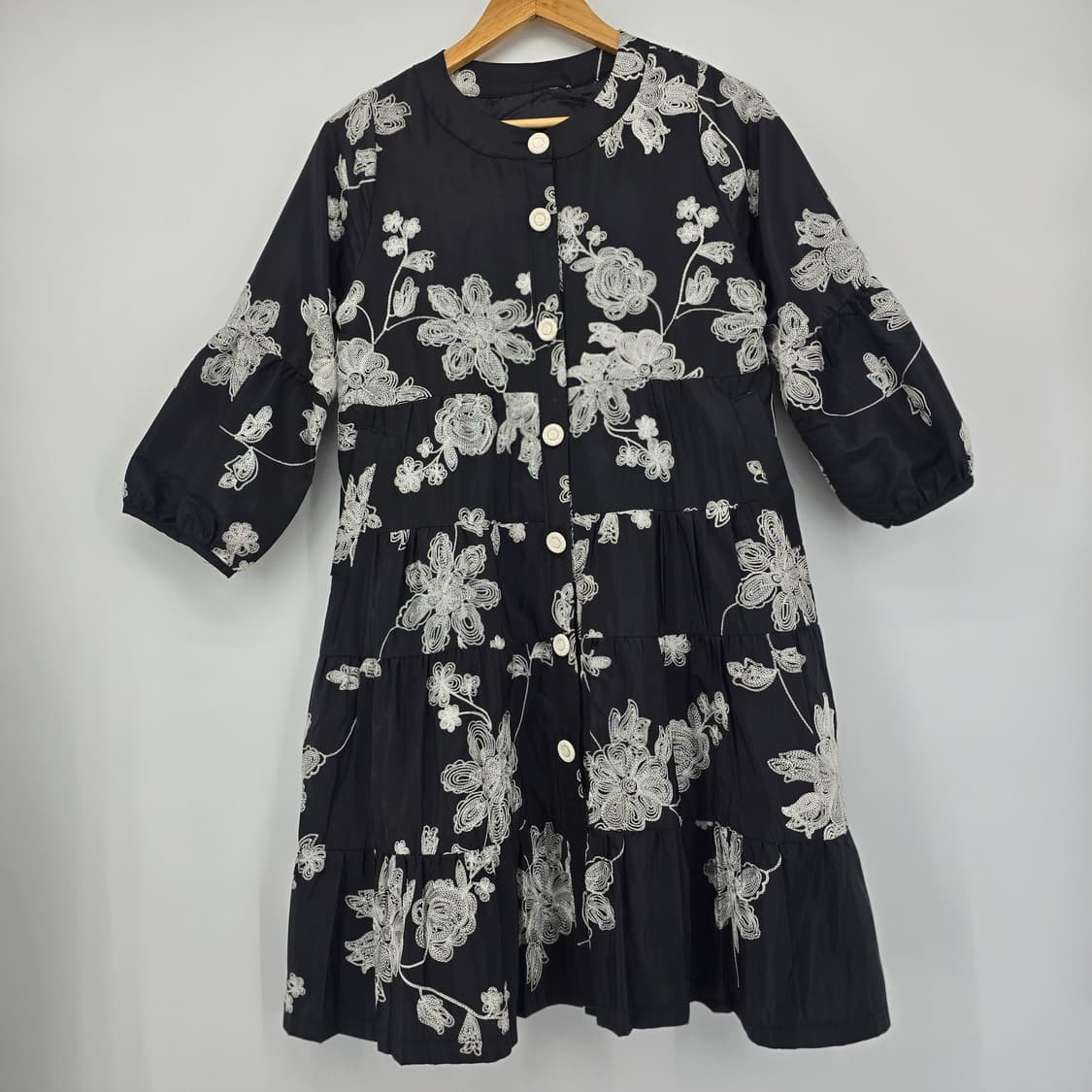 블랙 플라워 자수 셔츠 원피스 66 상품이미지10
