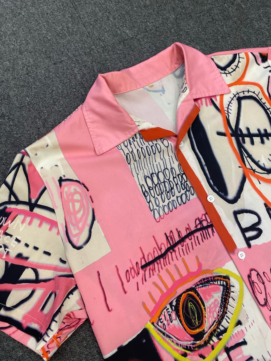 핑크 그래픽 빈티지 반팔 셔츠 상품이미지2