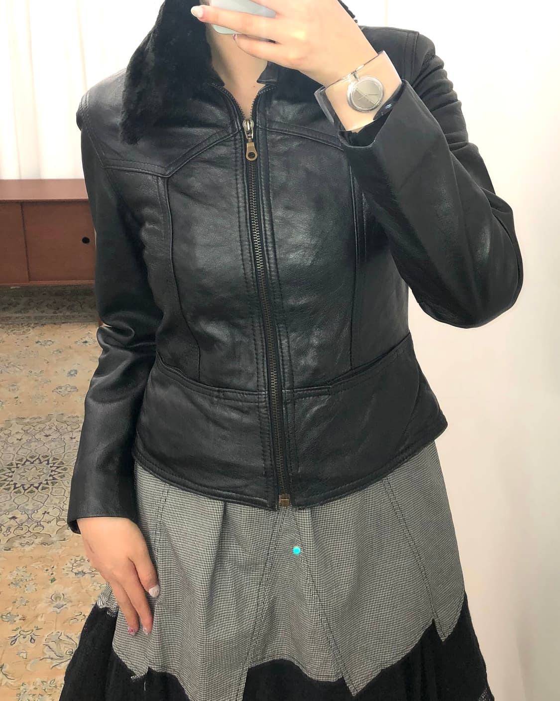 블랙 레더 자켓 상품이미지2