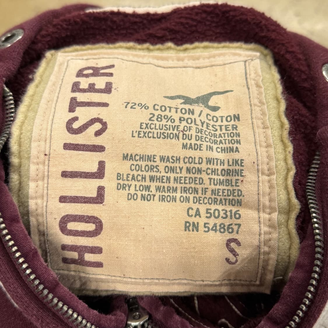 홀리스터 버건디 후드집업 상품이미지6