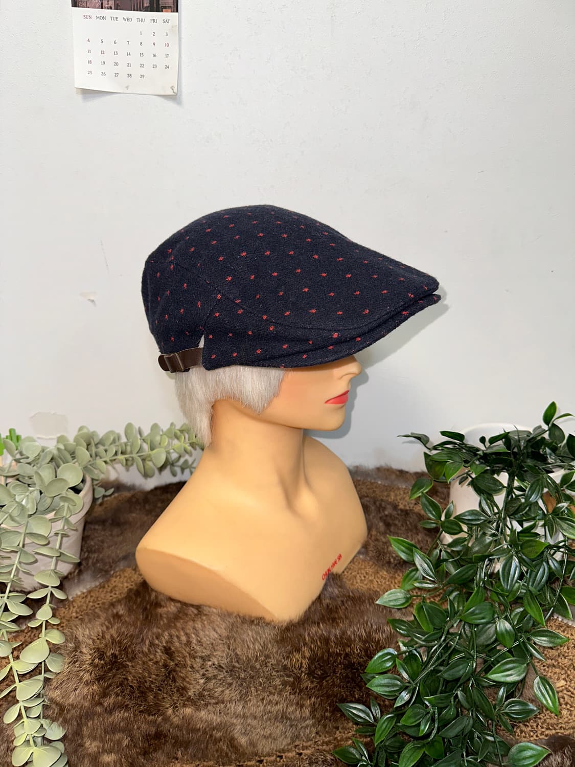 Navy red dot wool hunting cap 상품이미지3
