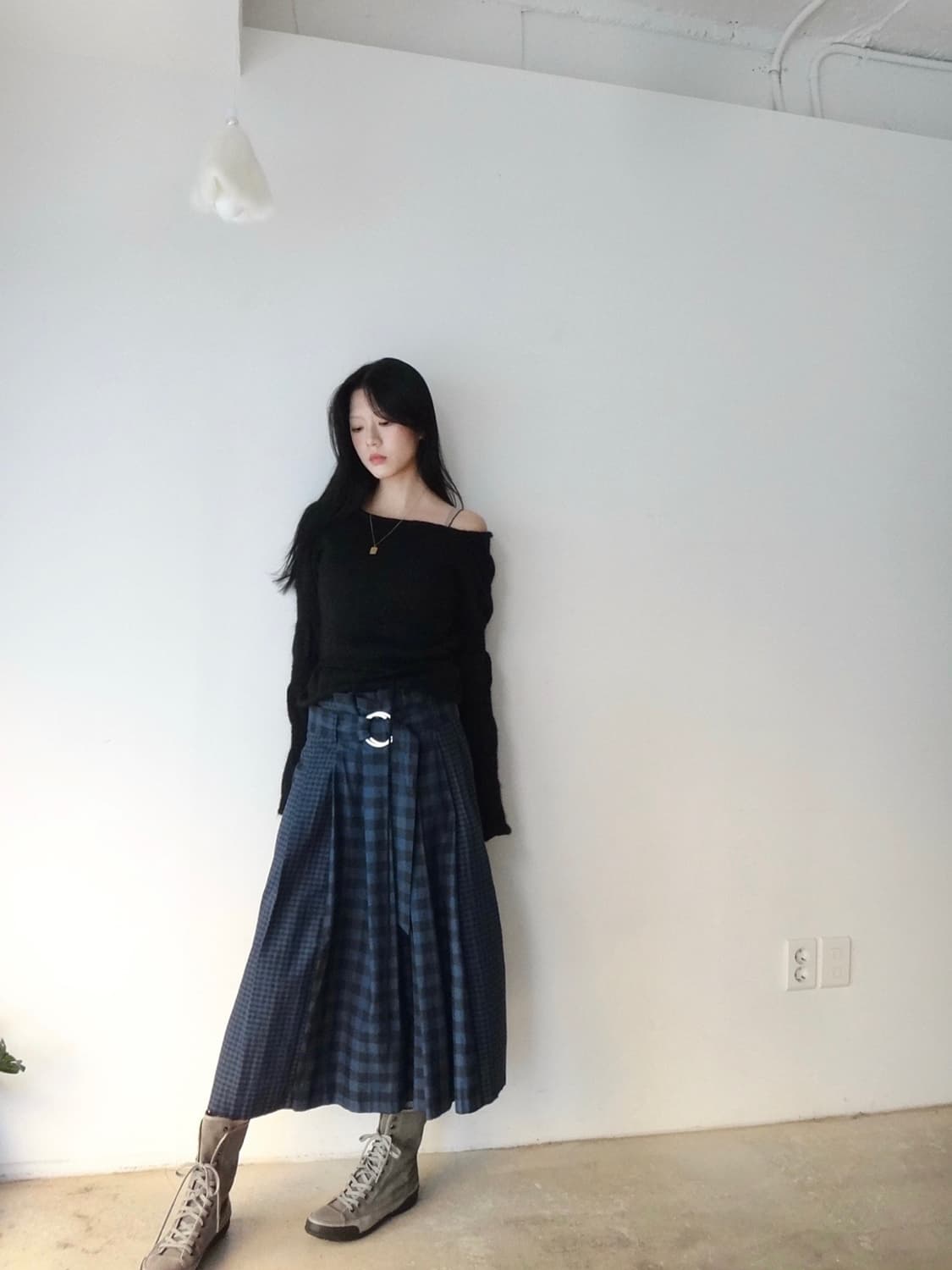 Off shoulder mohair puff knit / black 상품이미지5