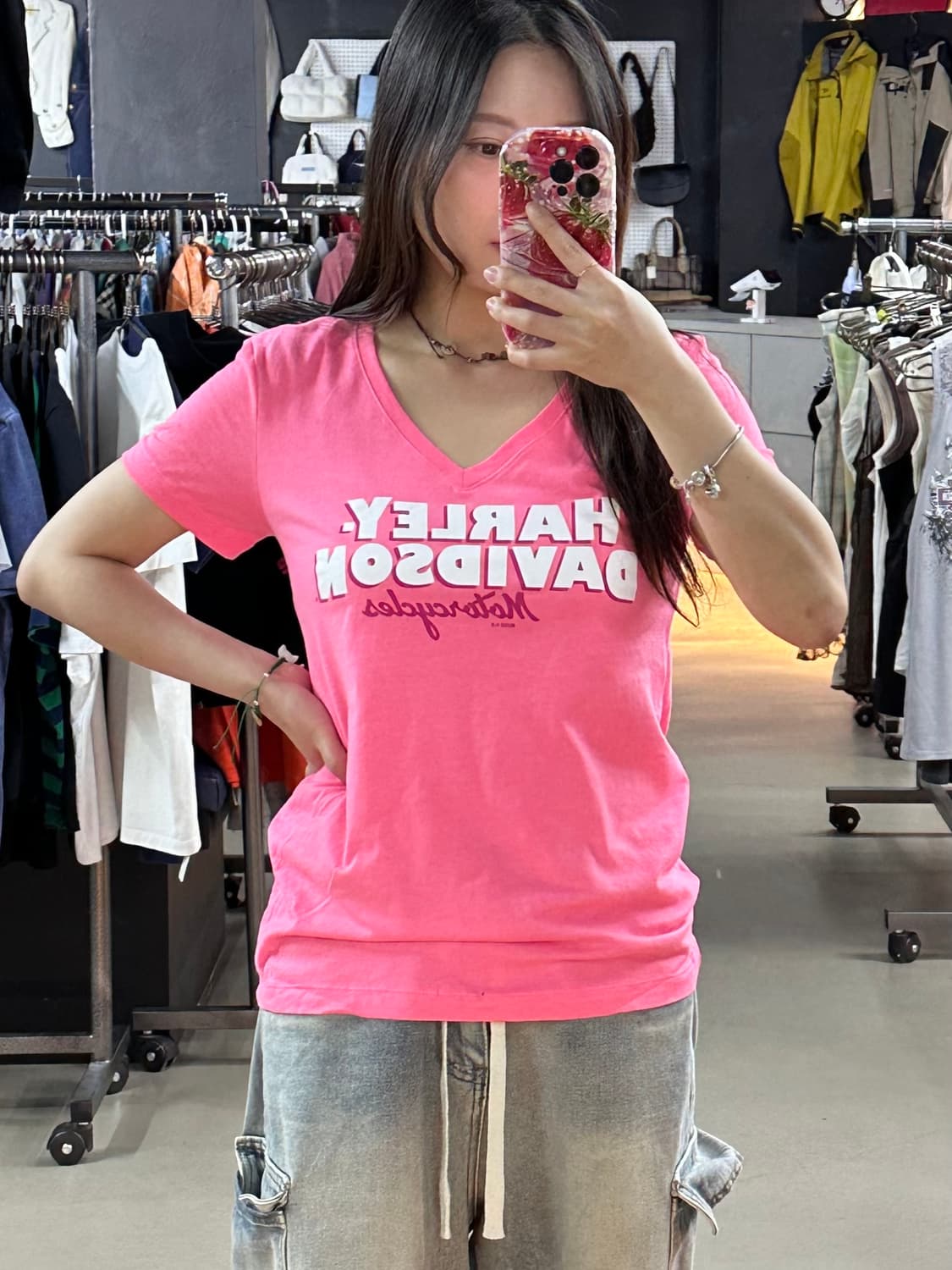 할리데이비슨 브이넥 빅로고 반팔 상품이미지2