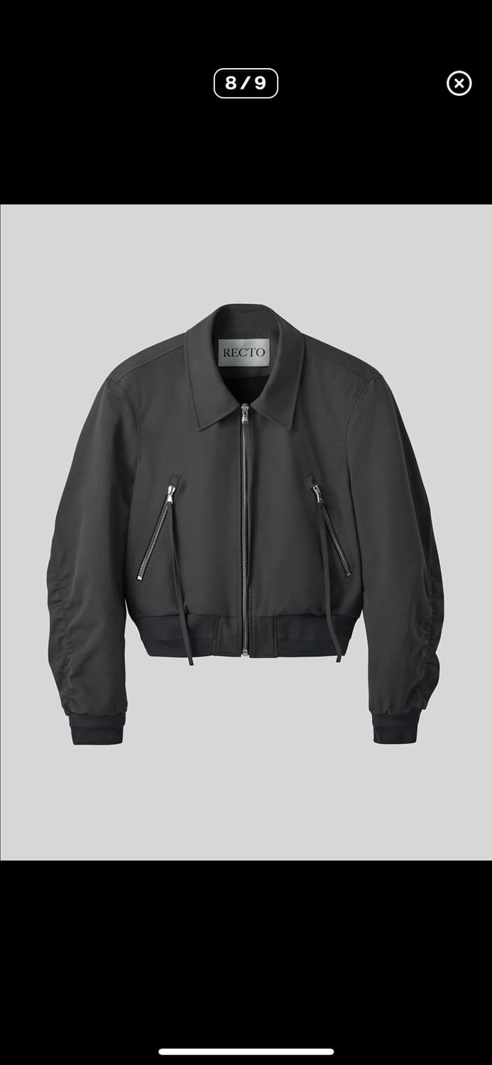 [M] 렉토 지퍼 디테일 스트럭쳐 팀 봄버 크롭 블루종 자켓 차콜 상품이미지1