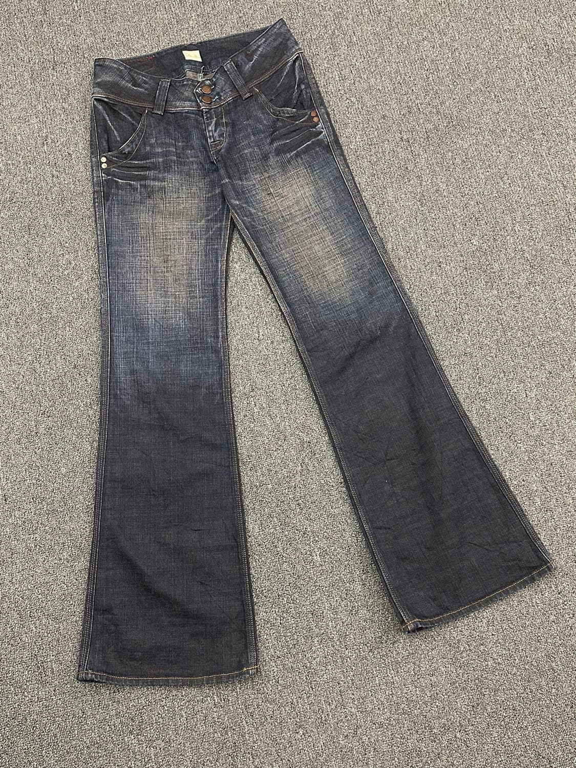 L)BRAPPERS 빈티지 여성 로우라이즈 흑청 플레어진 상품이미지6