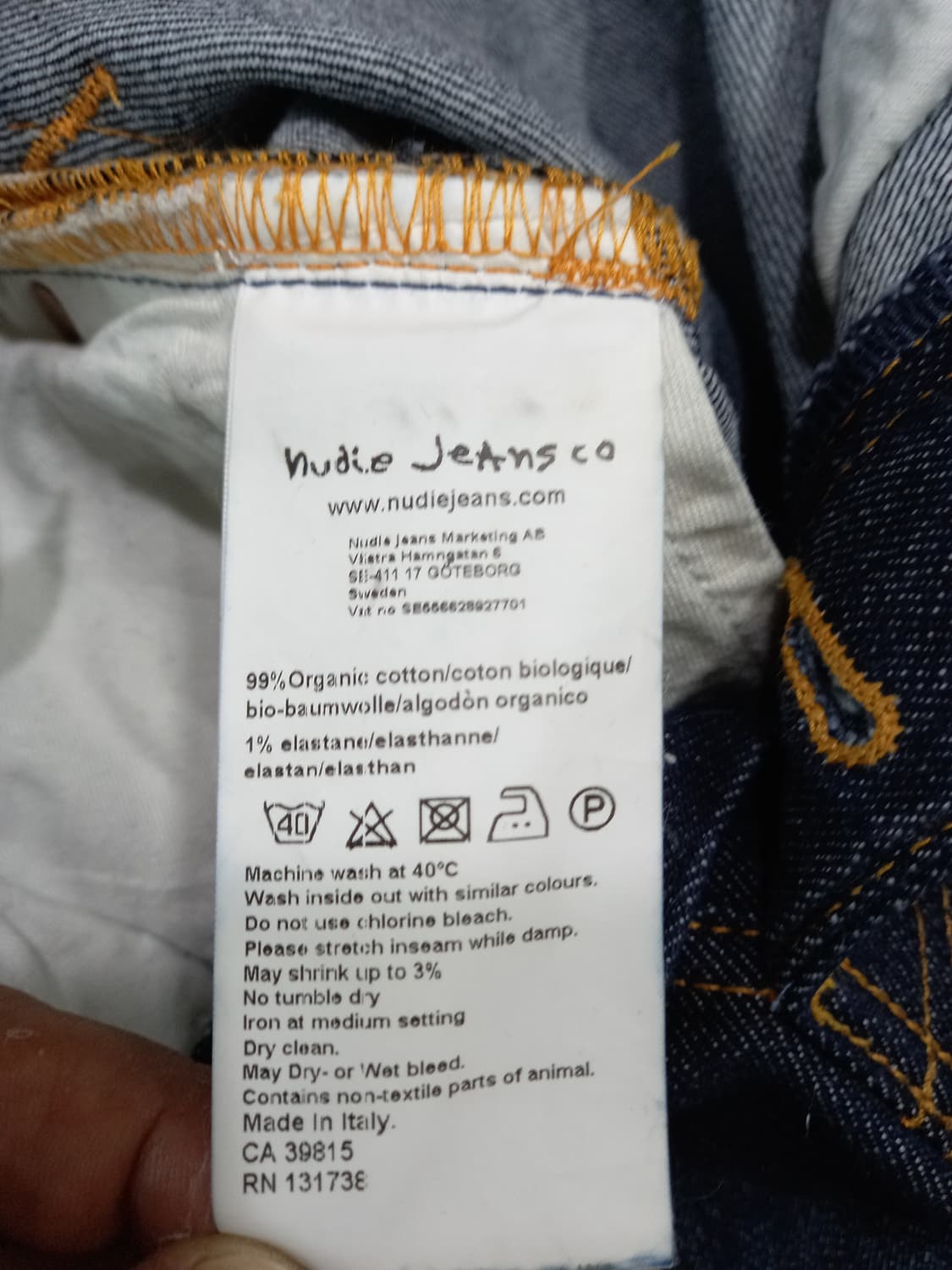 26 NudieJeans Italy 스판 슬림일자진 진청 26-594 상품이미지8