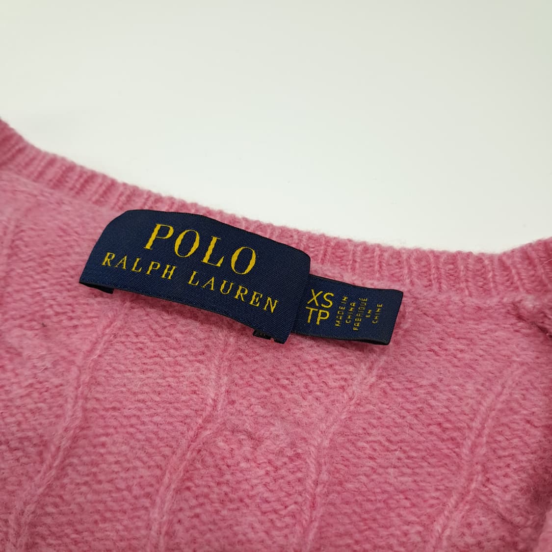 CL276 XS 폴로 울캐시미어 케이블 V넥 핑크 니트 스웨터 상품이미지3