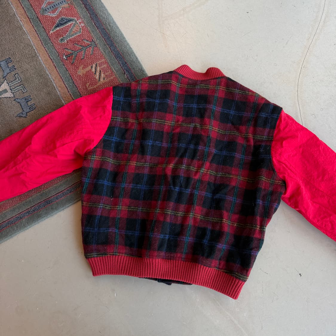 jpn vtg 울 체크 봄버 자켓 상품이미지4