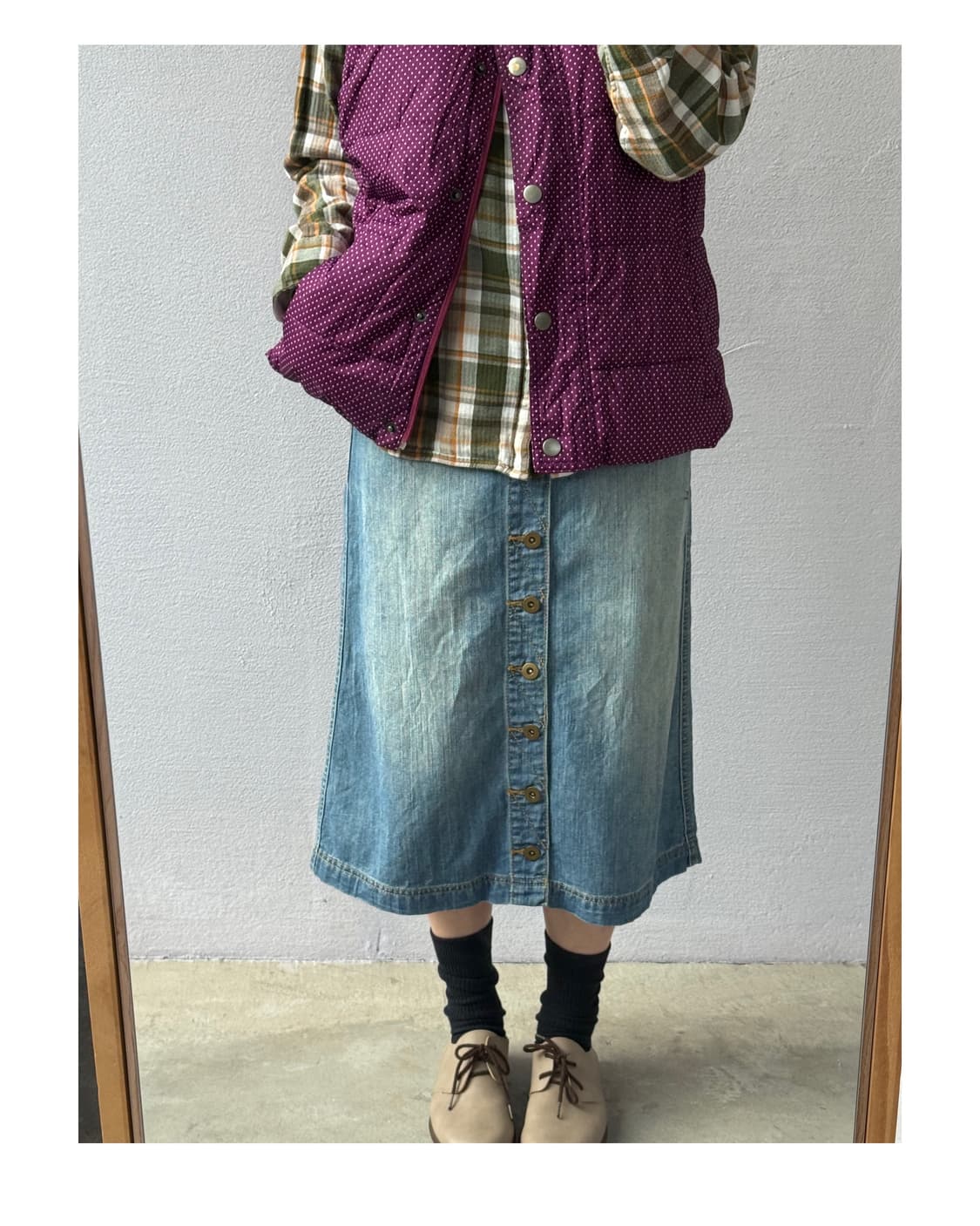 올드네이비 일본빈티지 도트 조끼패딩 도트패딩 땡땡이 포도색 상품이미지3