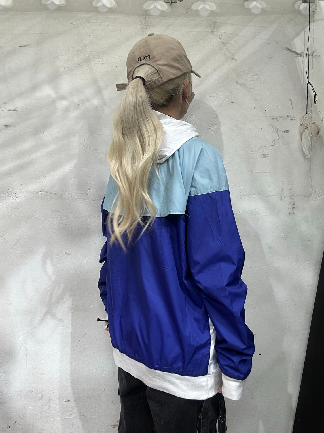 나이키 화이트 블루 테크팩 윈드러너 바람막이 후드 트랙 자켓 XL 상품이미지3