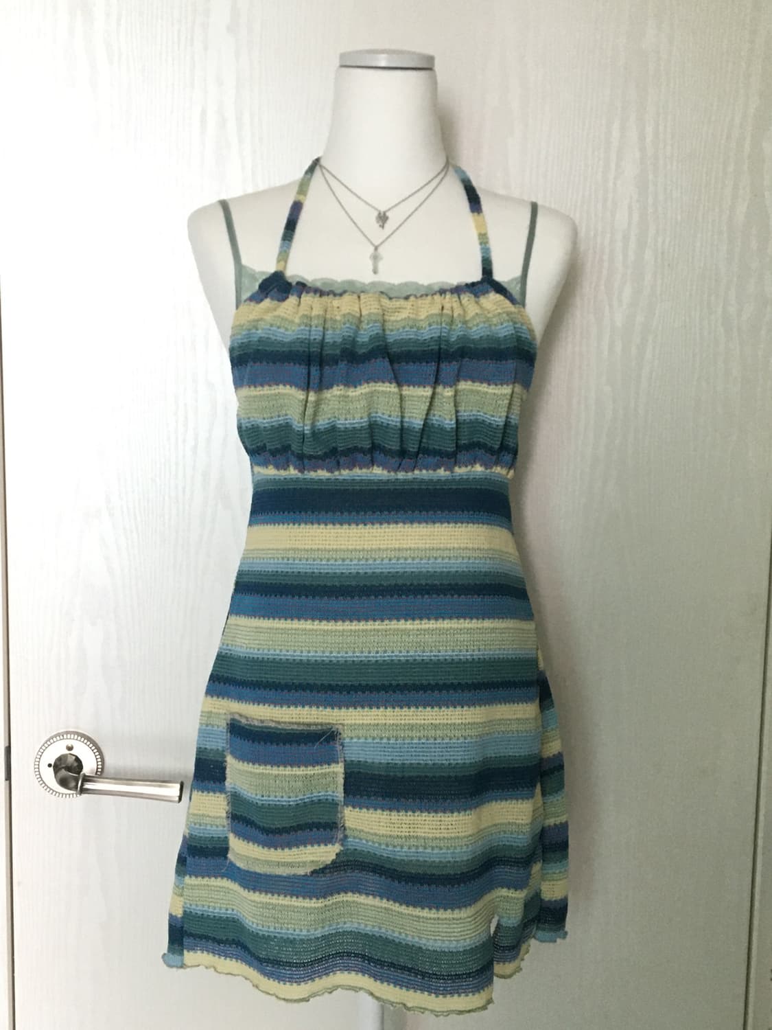 striped knit mini halter dress 상품이미지4