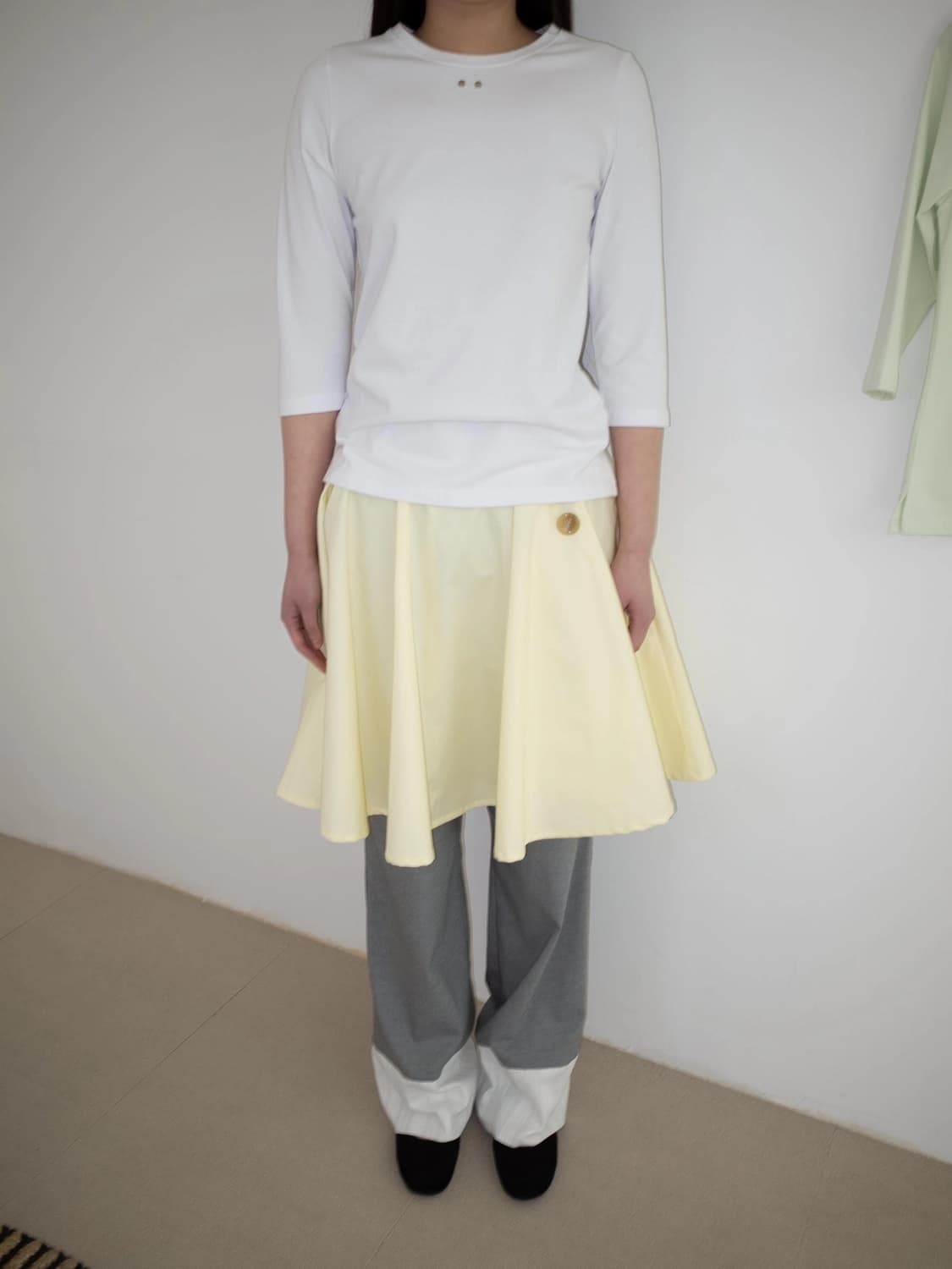 온스카 코튼 플레어 스커트 레몬 3사이즈 상품이미지3