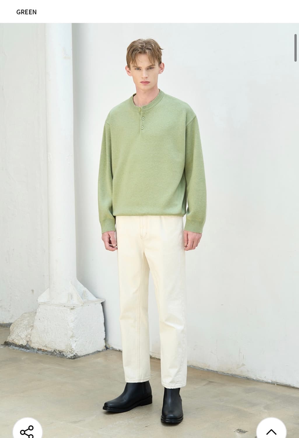 (새상품)(XL) 드로우핏 벌키 울 헨리넥 니트 [GREEN] 판매 상품이미지4