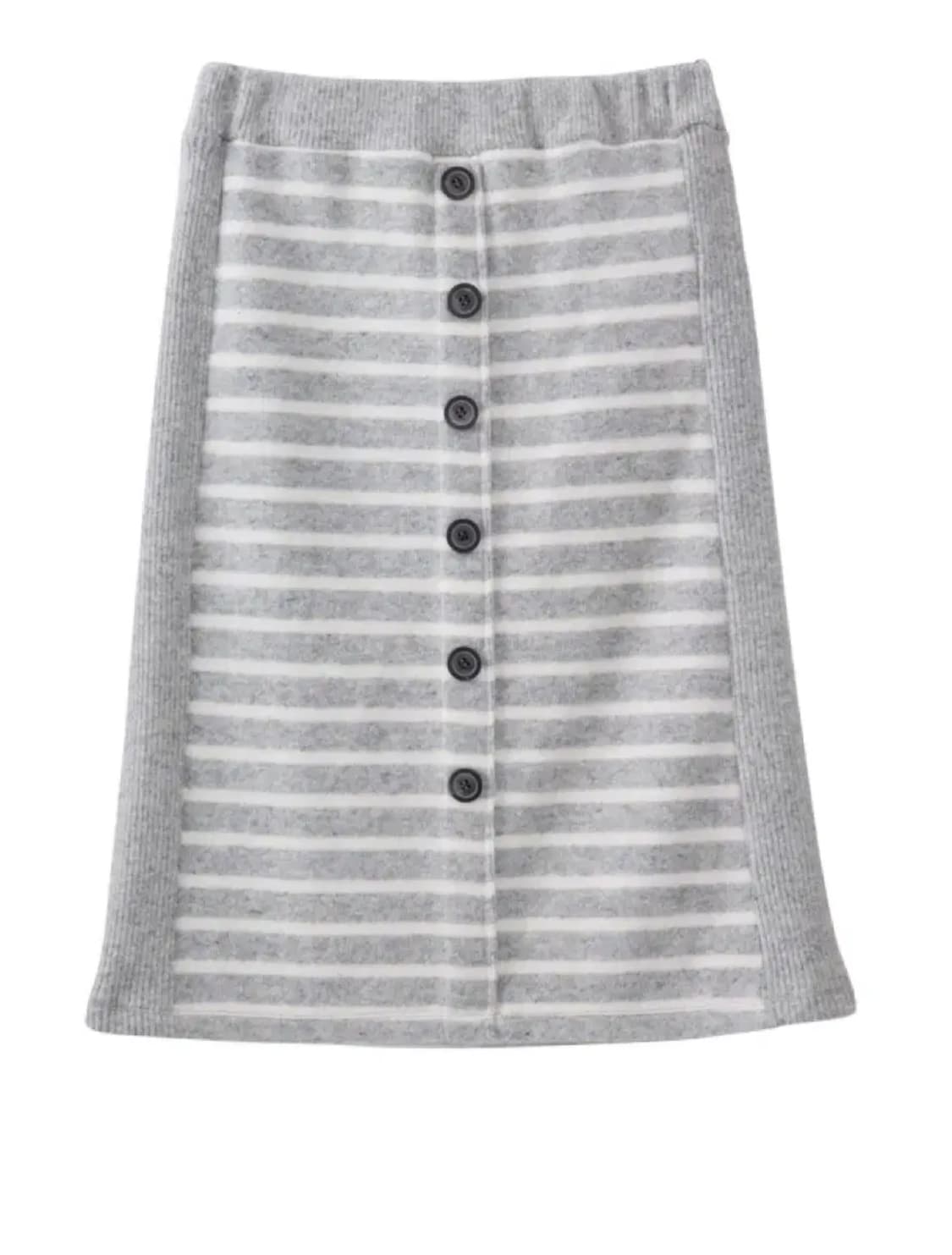 Pahisum 파히섬 스트라이프 버튼 니트 스커트 그레이 상품이미지2