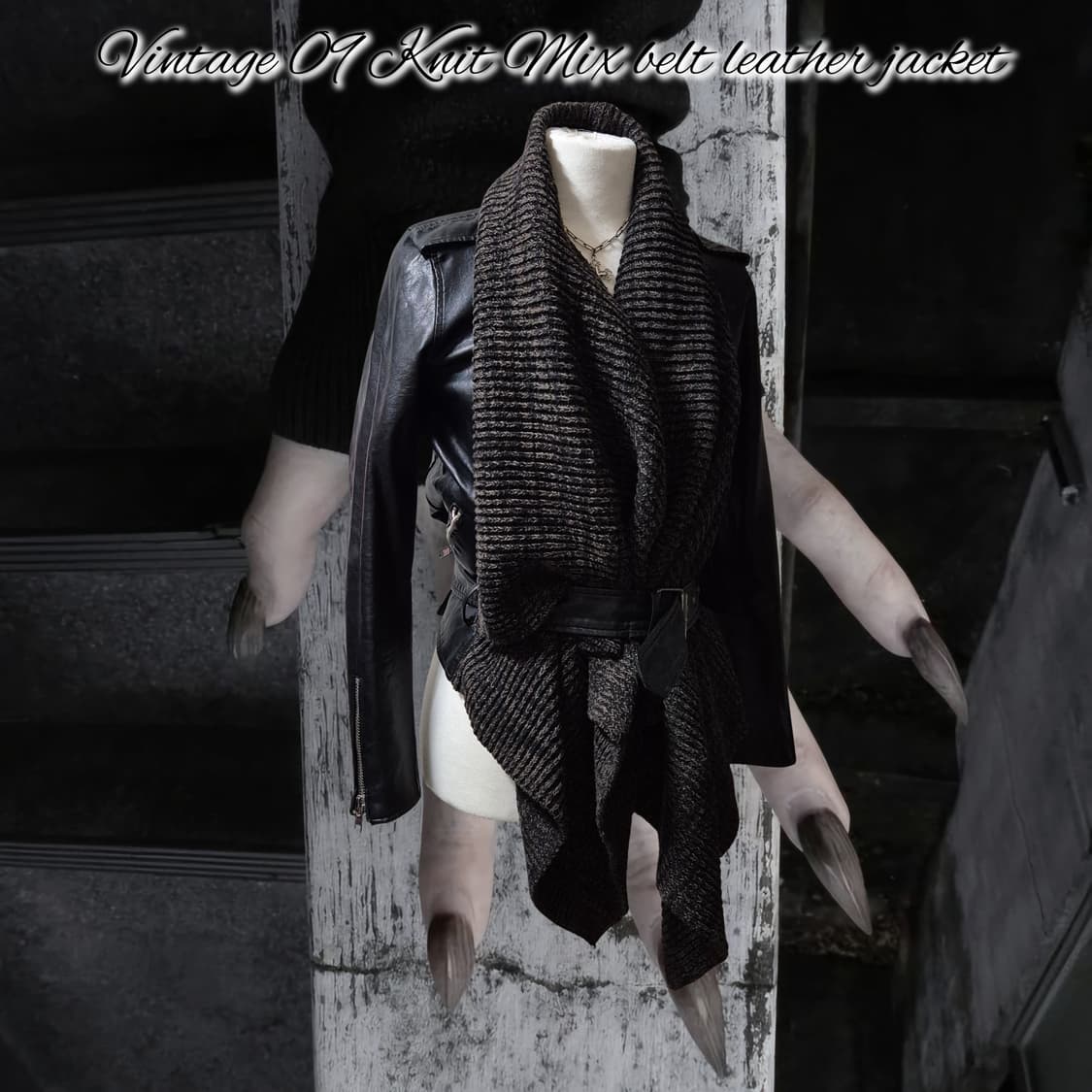 Vintage 09 Knit Mix belt leather jacket 상품이미지1