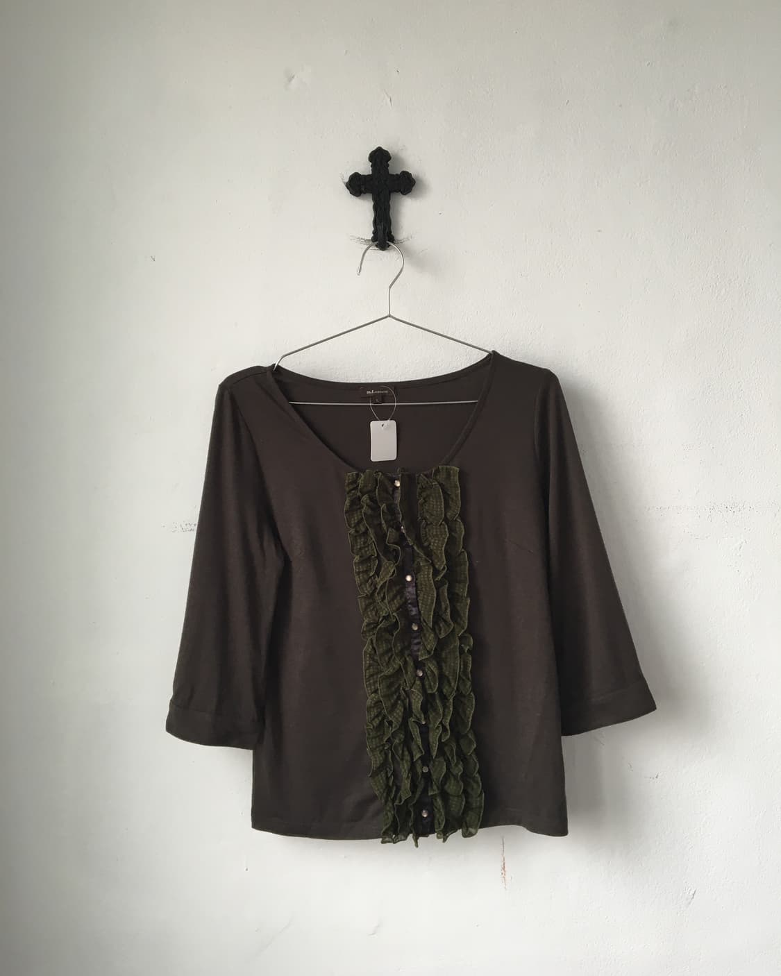 Check pattern frill point sleeve 상품이미지2