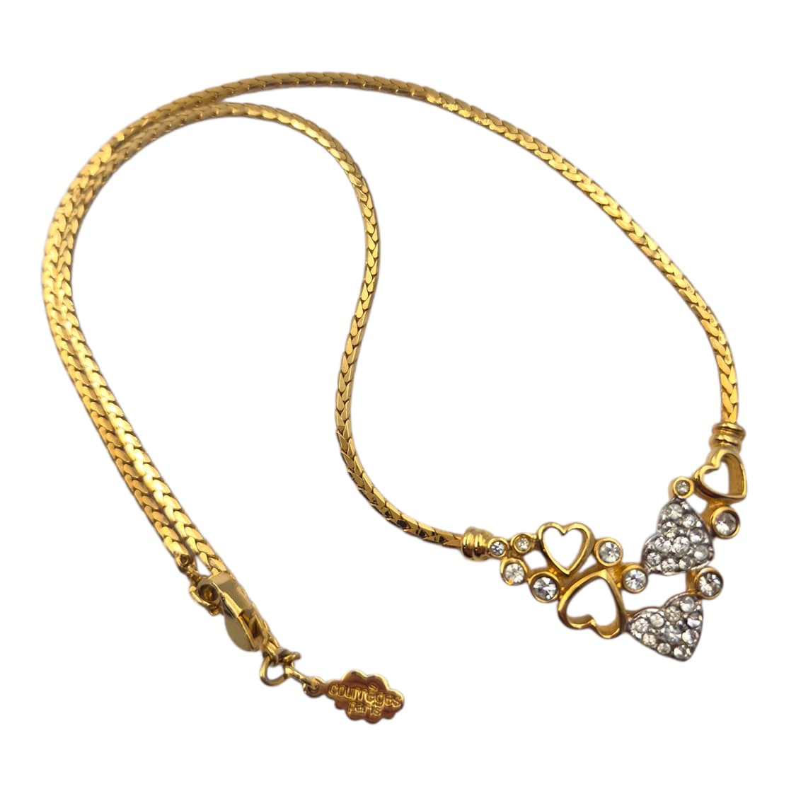 90s 프랑스 꾸레쥬 하트 물방울 크리스탈 초커 상품이미지3