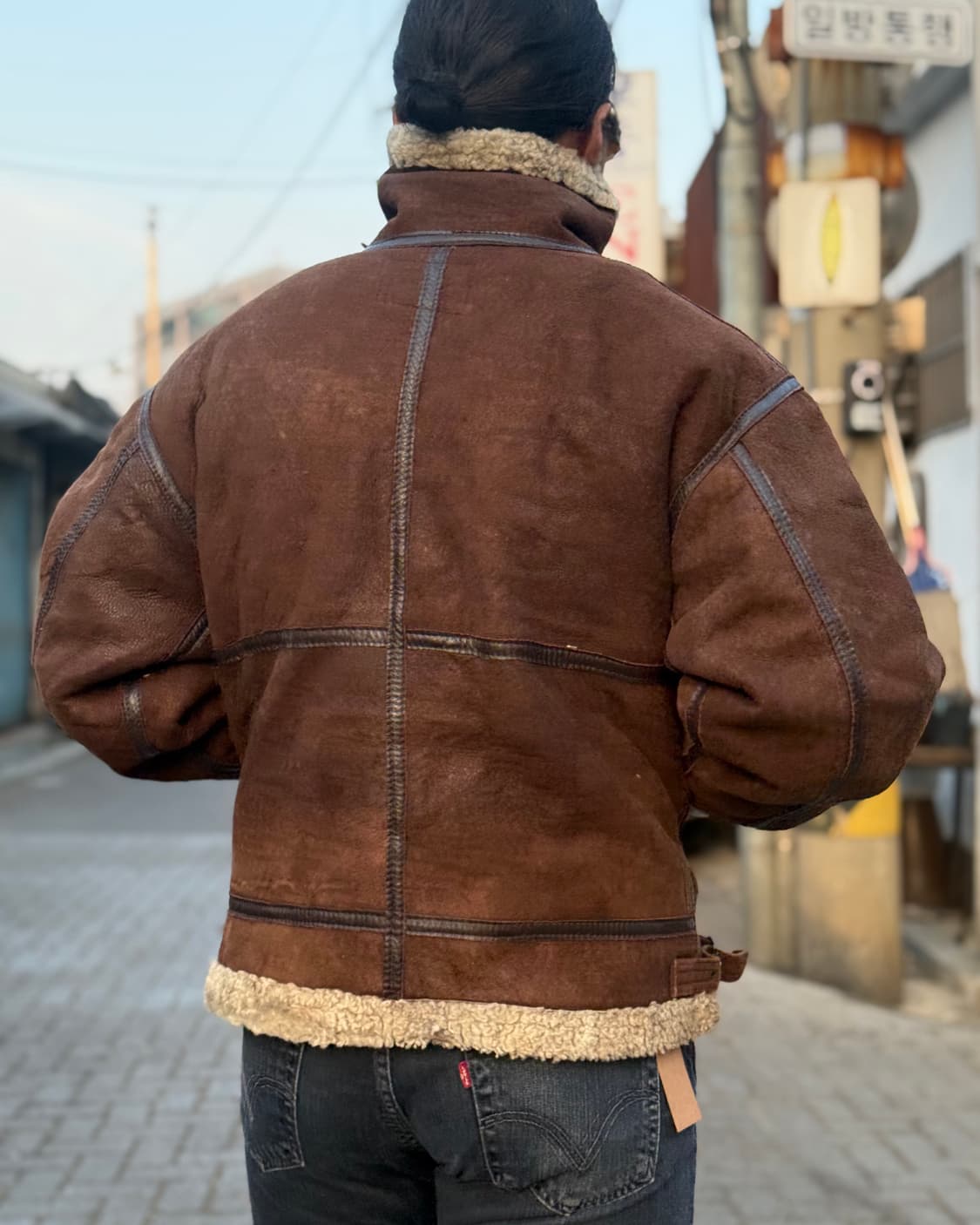 80-90‘s 빈티지 타입 B-3 시어링 레더 플라이트 자켓 L 상품이미지9