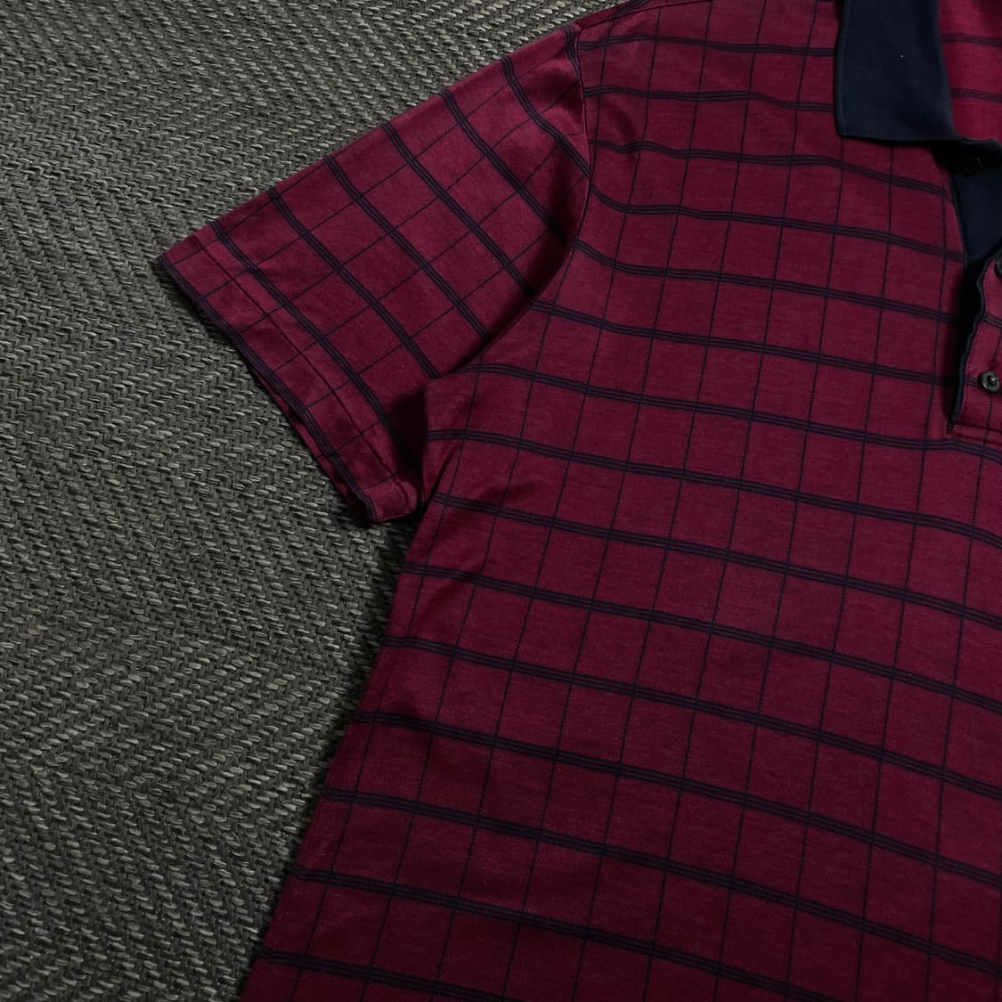 90s 발망 아카이브 체크 패턴 카라넥 반팔 티셔츠 y 3994 상품이미지3