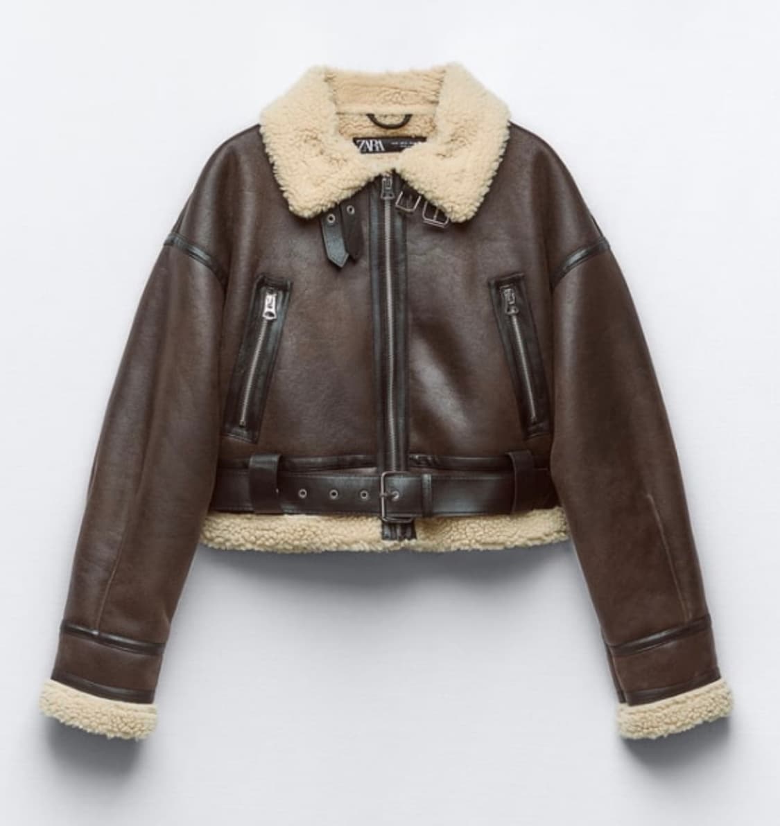 ZARA 자라 에코 레더 더블 페이스드 크롭 무스탕 점퍼 상품이미지1