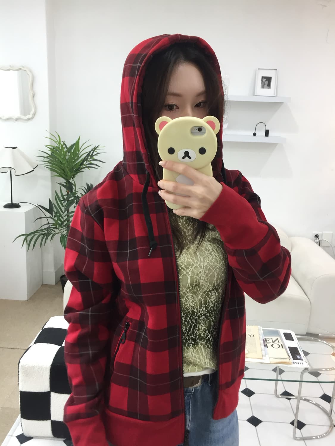 정글 스톰 체크 후드집업 상품이미지1