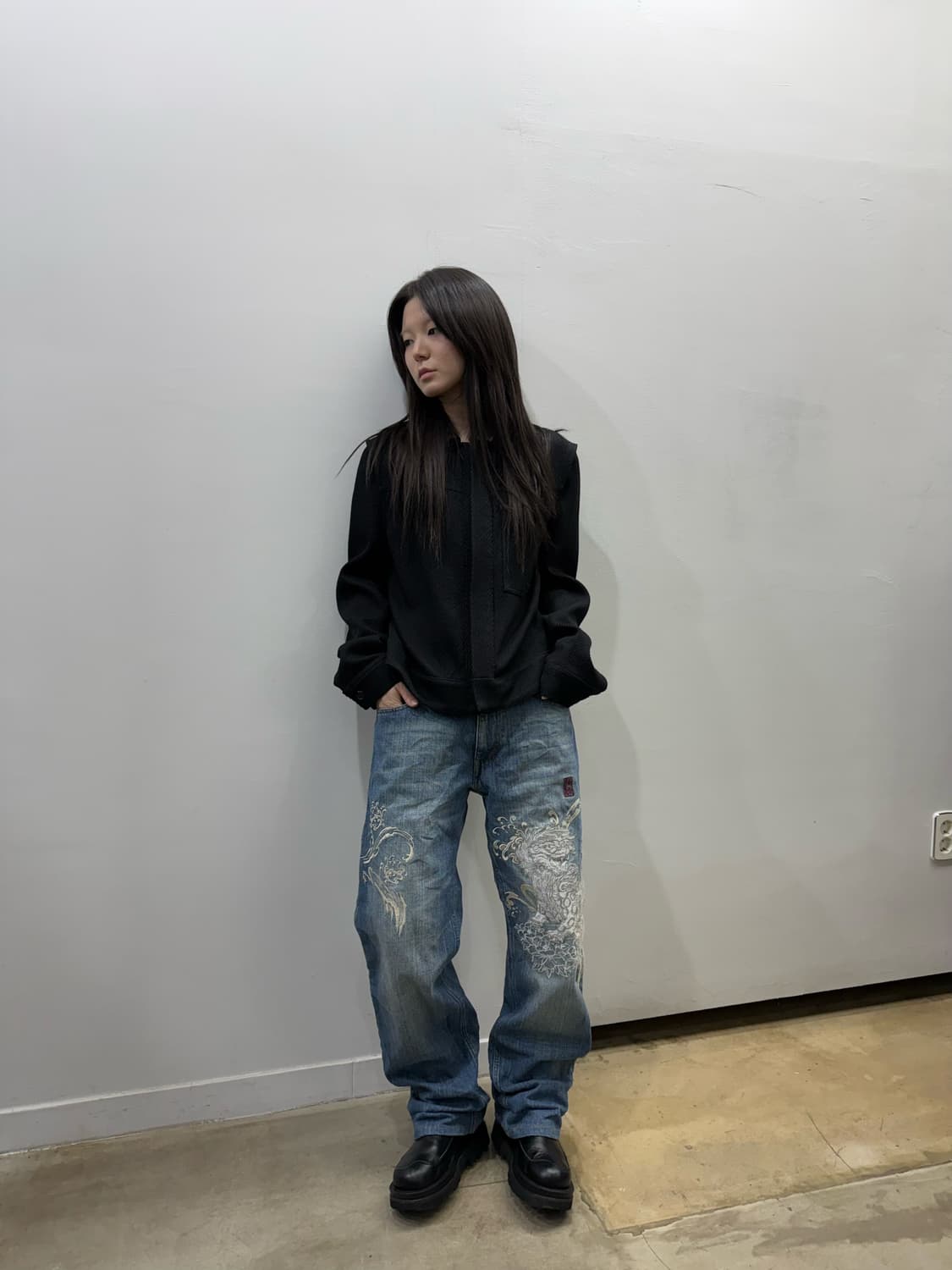 카라쿠리 타마시 오리엔탈 디테일 와이드 데님팬츠 상품이미지9