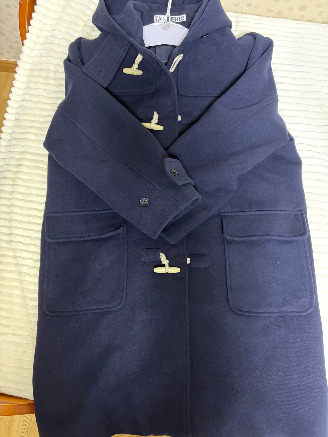 파르티멘토 오버사이즈 멜톤 콘보이 더플 코트 네이비 상품이미지5