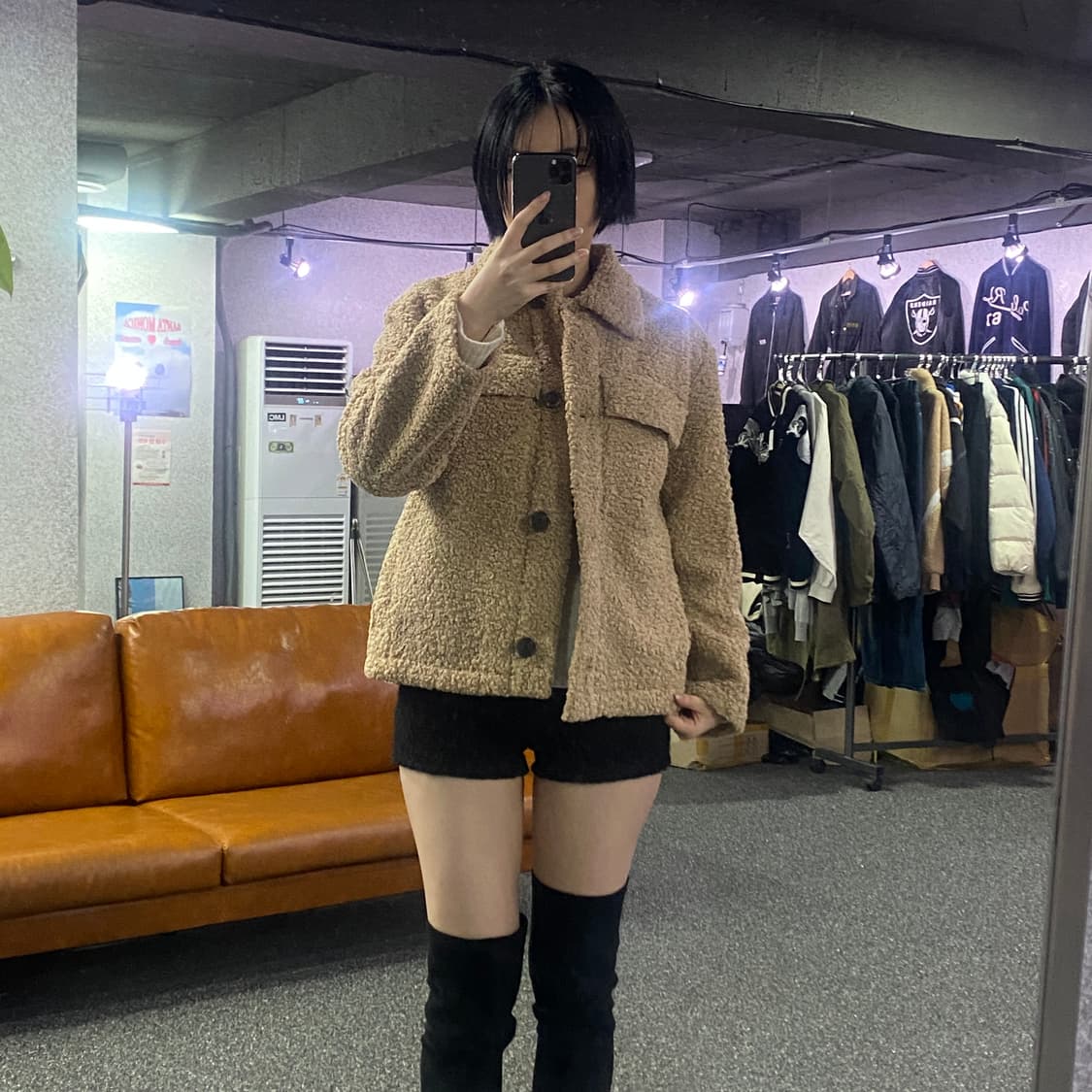 게스 포켓 버튼 쉐르파 자켓  B3040 상품이미지1