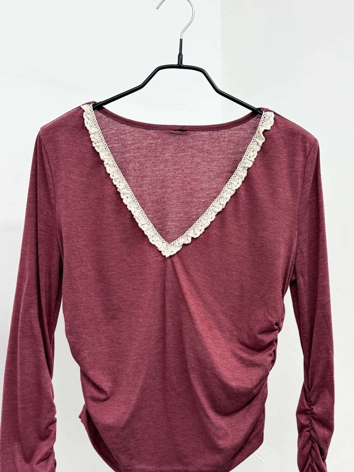 레이스 셔링 브이넥 슬리브 상품이미지6