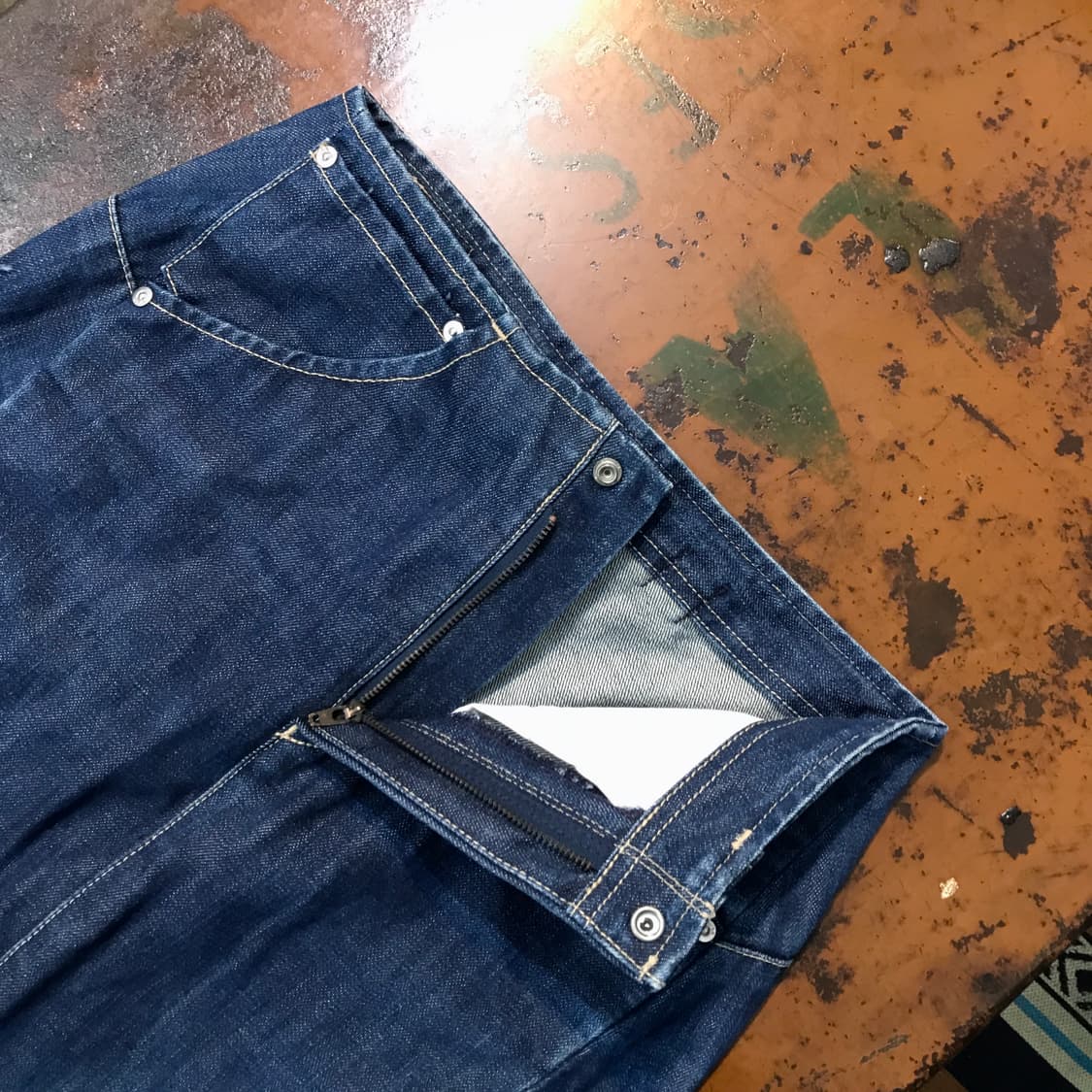 리바이스 엔지니어드진 A라인 진 중청 데님 롱스커트 허리 27 28  상품이미지5