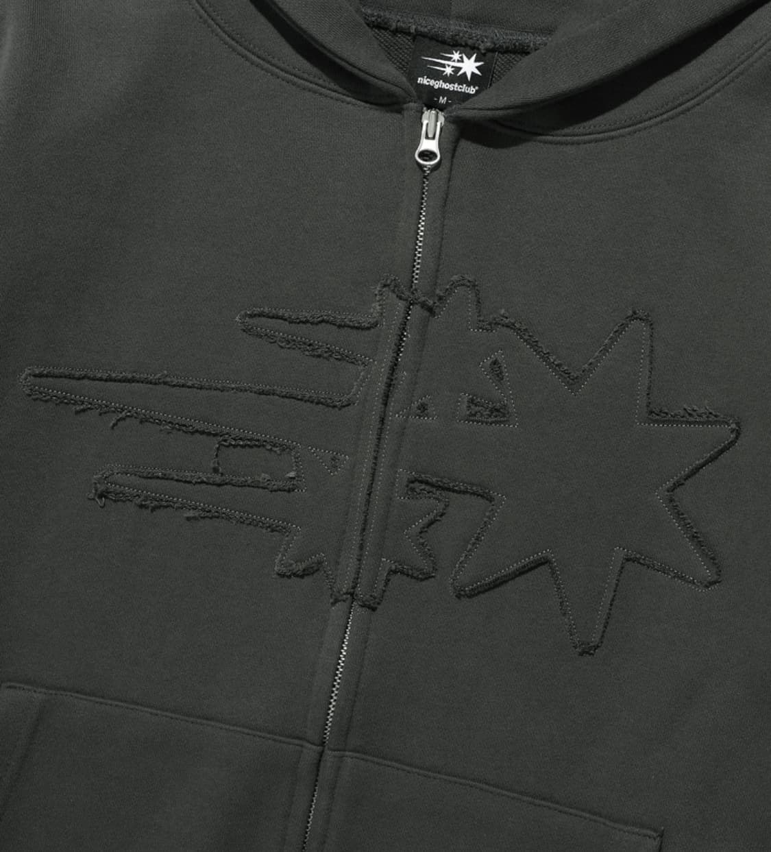 나이스고스트클럽 3 star logo 후드집업 챠콜 상품이미지4