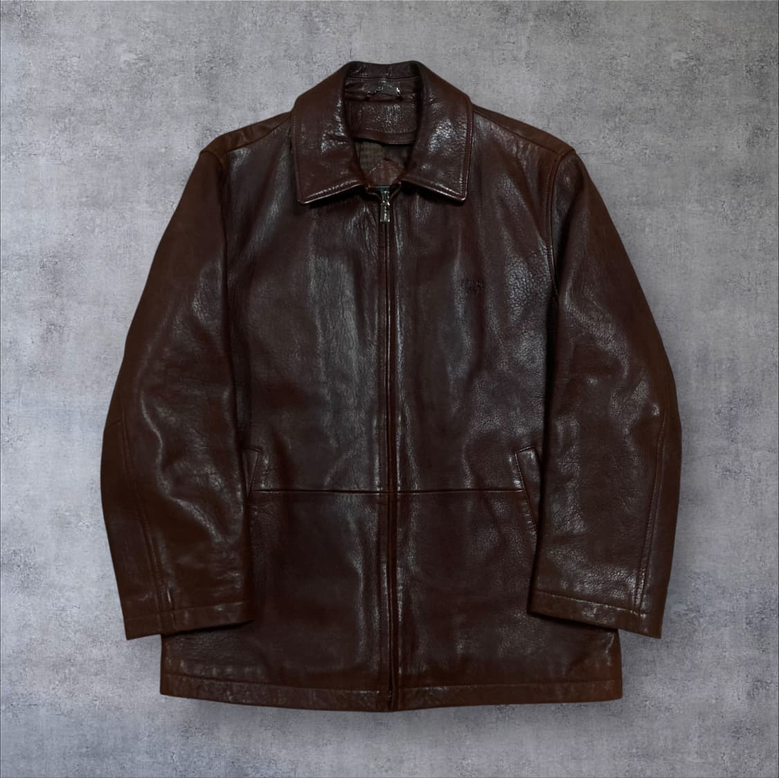 빈티지 브라운 컬러 양가죽 레더 봄버 자켓 상품이미지1