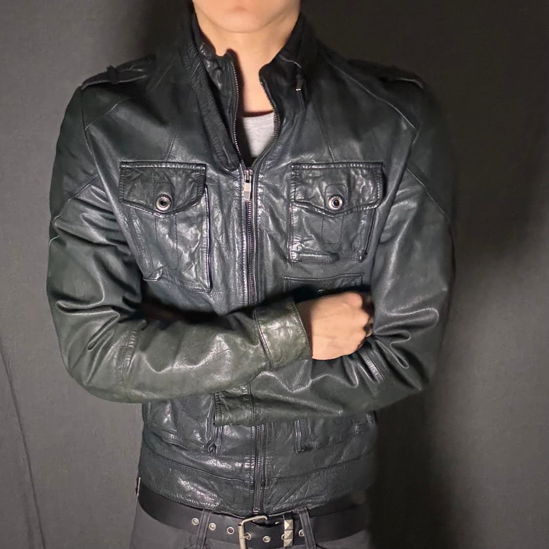 calfskin pocket leather jacket 상품이미지5